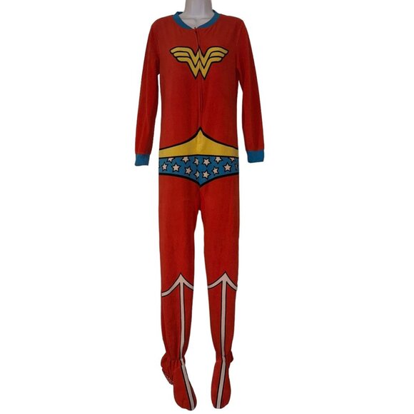 DC Comics Wonder Woman Pajamas Juniors L Costume PJs Footies Unionsuit Halloween - Picture 1 of 10